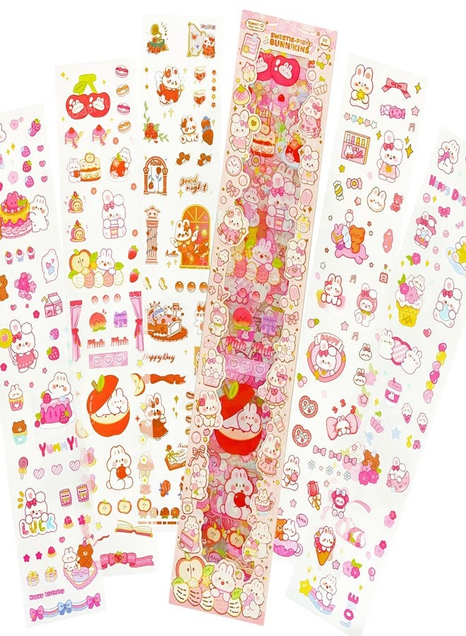 SAMVARDHAN Cute Cartoon Theme Kawaii Stickers-20 Pet Sheets/560+ Pcs Cute Washi Stickers for Project, Self-Adhesive,Japanese Style Girls Sticker Set (Bunny)